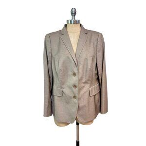 Akris Punto Beige Tan Womens Blazer Jacket Size US 14 Wool Blend Single-Breasted